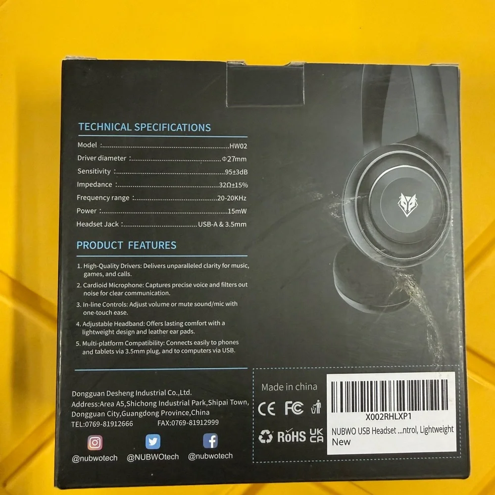 HW02 Black Computer Headset